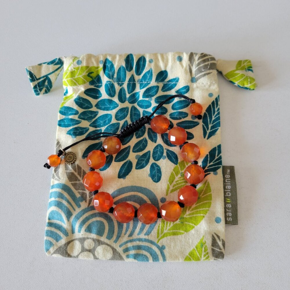Sara Blaine Orange Beaded Bracelet Adjustable with Pouch - Picture 7 of 9